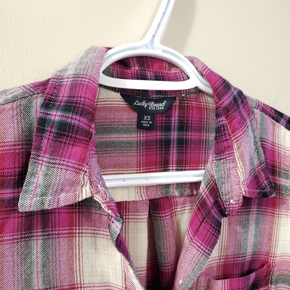 Lucky Brand - Side Button Plaid Shirt - Size XS - Picture 6 of 8